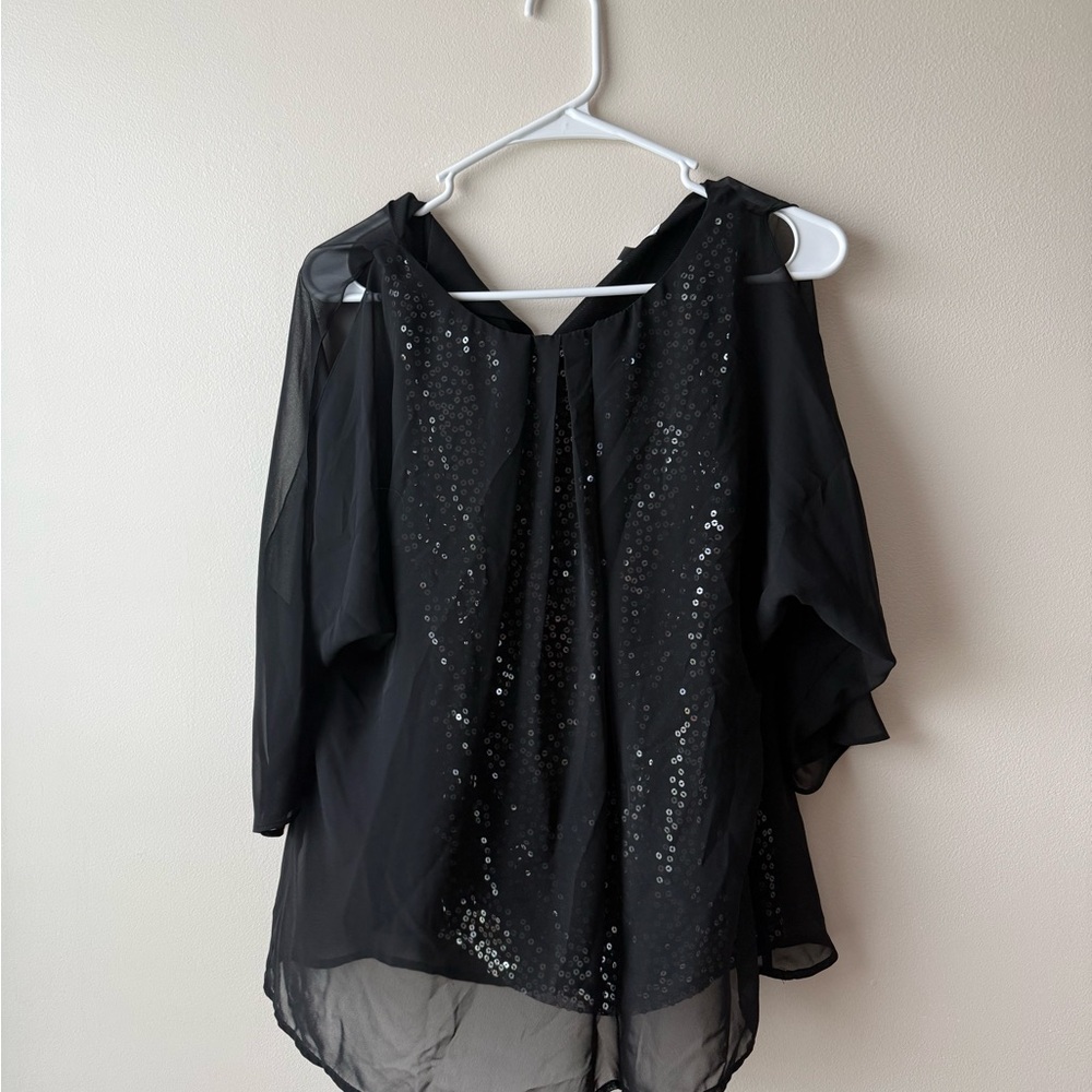 Jennifer Lopez Black Sequin Blouse
